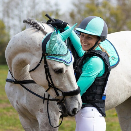 toque equitation bleu turquoise