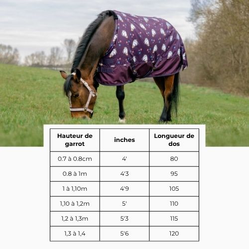 taille de couverture equithème licorne